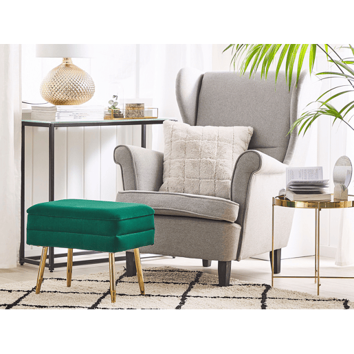 ODESSA banco de veludo verde escurodourado com arrumação
