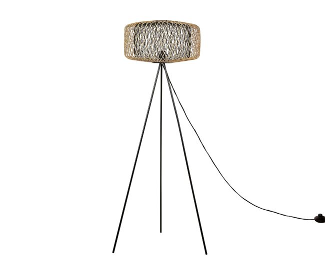 Lámpara de pie JAVARI Madera de bambú Negro