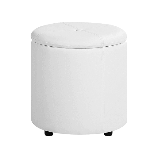 Pufe com arrumação MARYLAND Pele sintética Branco 38 cm 38 cm 40 cm