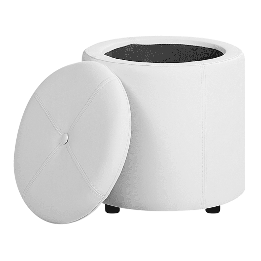Pufe com arrumação MARYLAND Pele sintética Branco 38 cm 38 cm 40 cm
