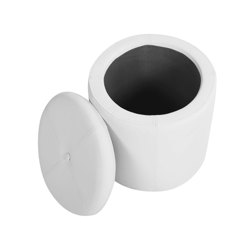 Pufe com arrumação MARYLAND Pele sintética Branco 38 cm 38 cm 40 cm