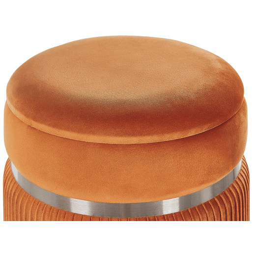 Conjunto de 2 tamboretes com arrumação CAMDENTON Veludo Laranja 3631 cm 3631 cm 4438 cm