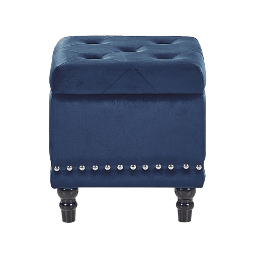Pufe com arrumação LORETTO Veludo Azul escuro 37 cm 37 cm 40 cm Pufe com arrumação LORETTO Veludo Azul escuro 37 cm 37 cm 40 cm