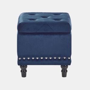 Pufe com arrumação LORETTO Veludo Azul escuro 37 cm 37 cm 40 cm