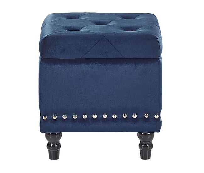 Puf con almacenaje LORETTO Terciopelo Azul oscuro 37 cm 37 cm 40 cm