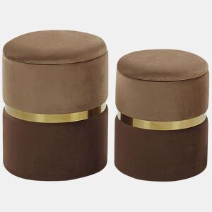 Conjunto de 2 tamboretes com arrumação WICHITA Veludo Castanho 3631 cm 3631 cm 4439 cm