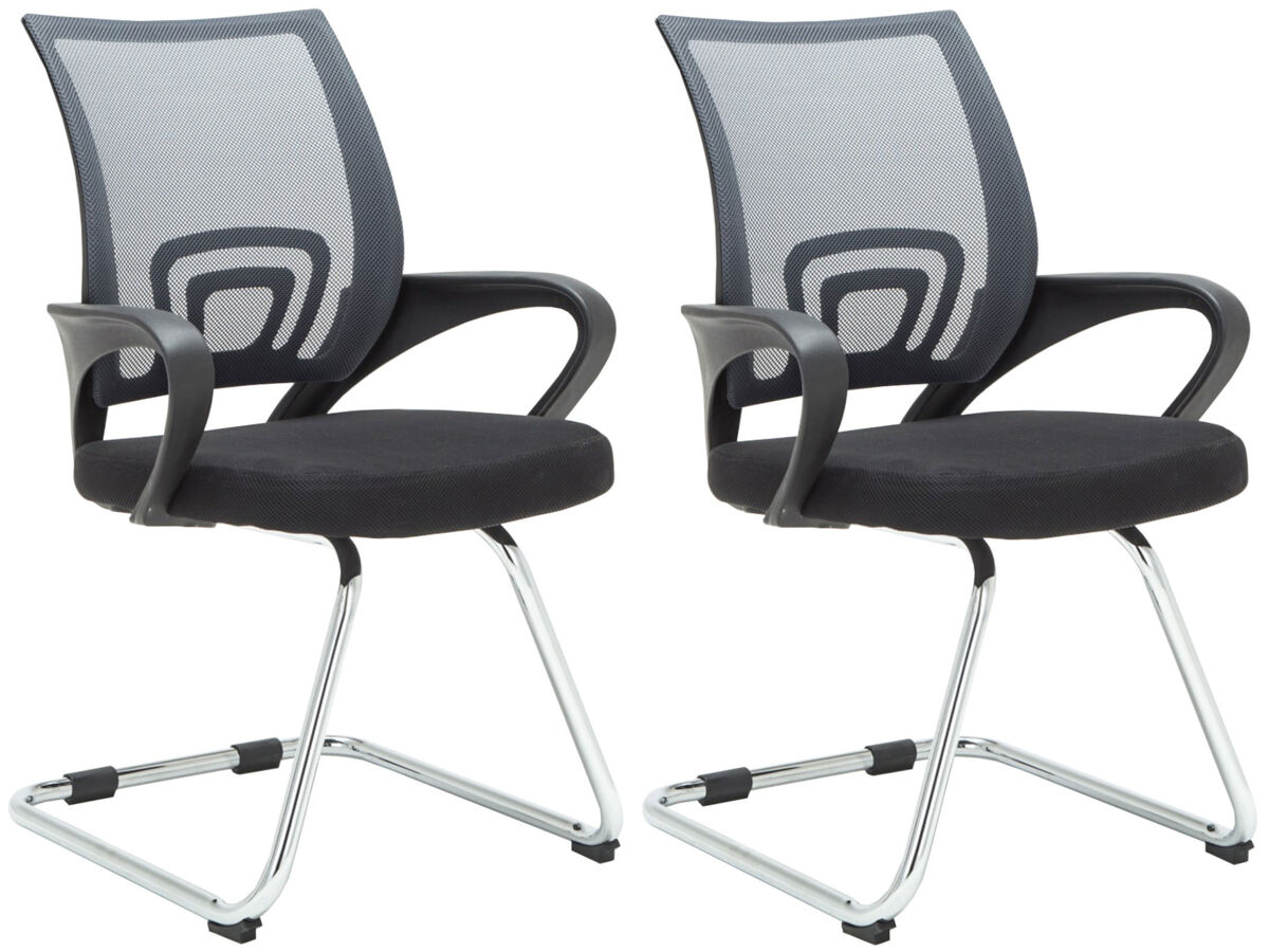 Set de 2 sillas en estilo cantilever eureka con reposabrazos y tapizado con tejido en red color gris