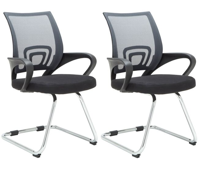 Set de 2 sillas en estilo cantilever eureka con reposabrazos y tapizado con tejido en red color gris