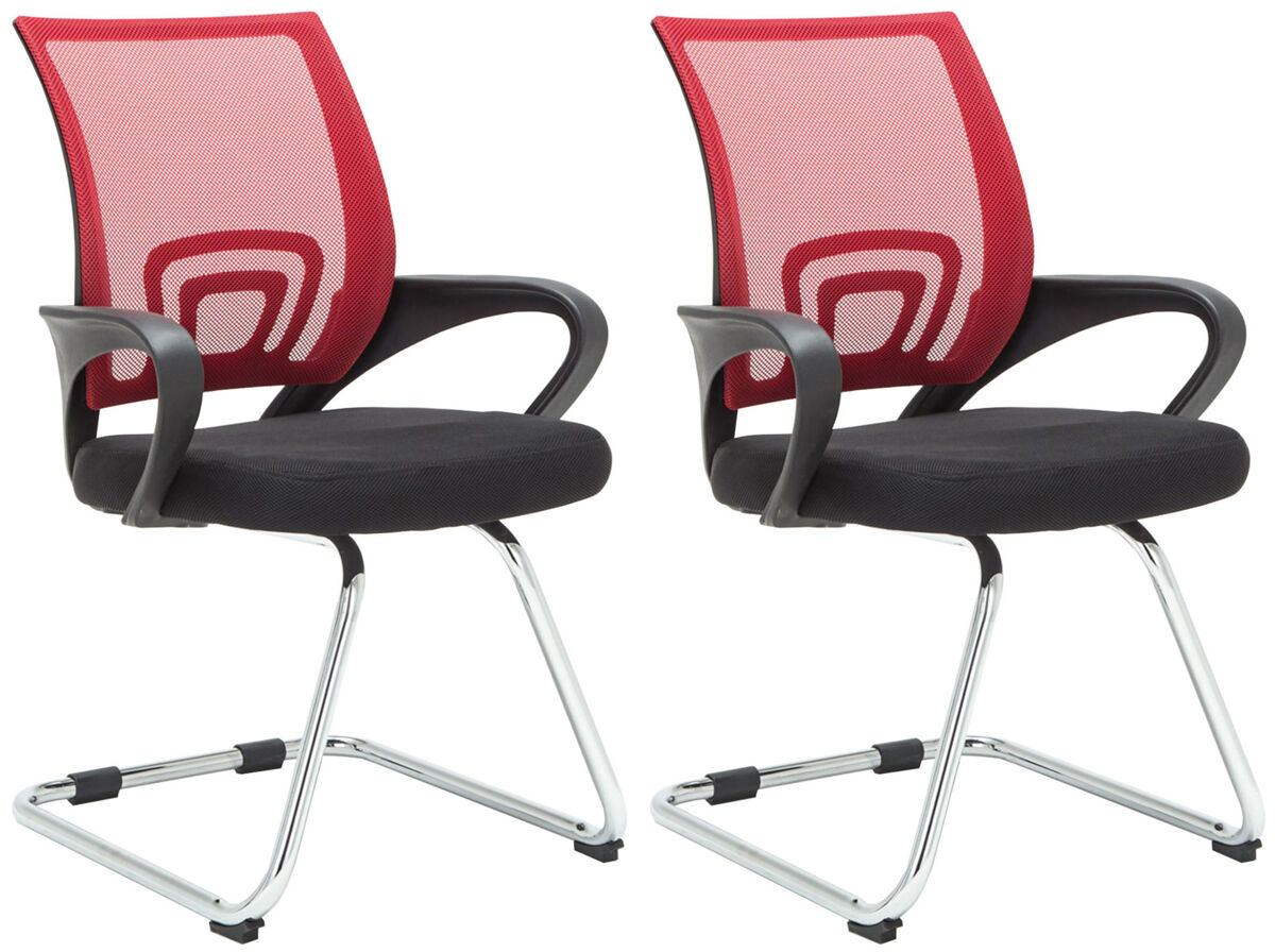 Set de 2 sillas en estilo cantilever eureka con reposabrazos y tapizado con tejido en red color rojo