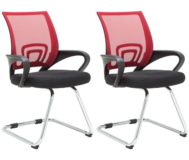 Set de 2 sillas en estilo cantilever eureka con reposabrazos y tapizado con tejido en red color rojo