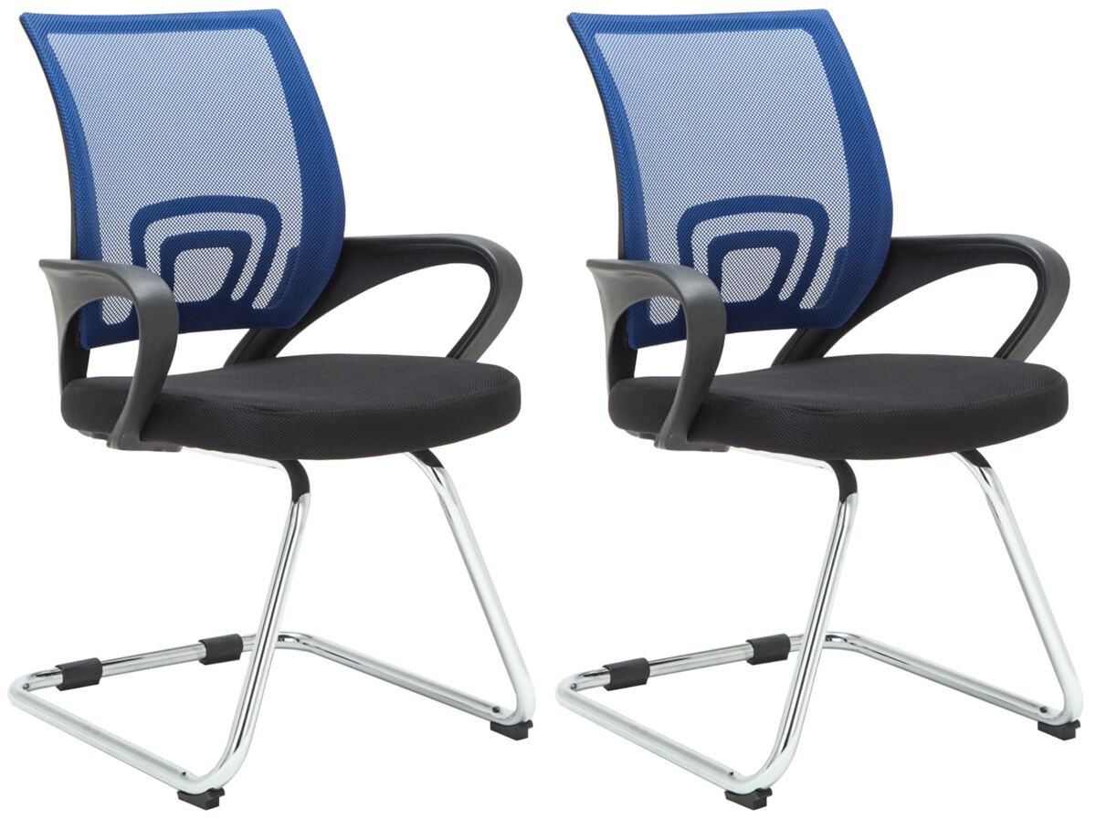 Set de 2 sillas en estilo cantilever eureka con reposabrazos y tapizado con tejido en red color azul