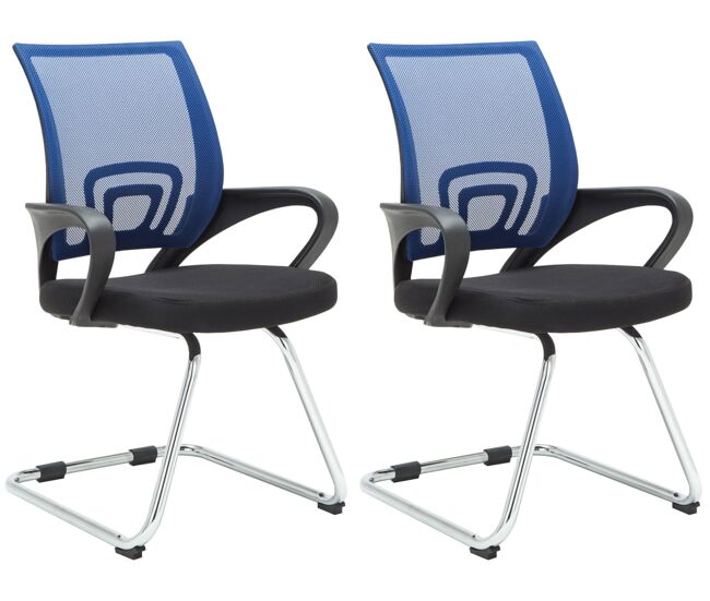 Set de 2 sillas en estilo cantilever eureka con reposabrazos y tapizado con tejido en red color azul