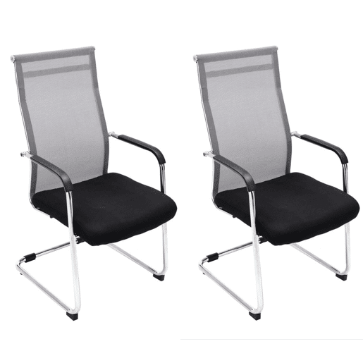 Conjunto de 2 cadeiras de conferência Cadeira Brenda articulada com assento e apoios de braços ergonómicos 55x62x106,5 cm (LxLxA) Cor Cinzento
