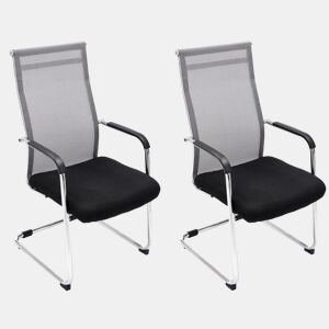 Conjunto de 2 cadeiras de conferência Cadeira Brenda articulada com assento e apoios de braços ergonómicos 55x62x106,5 cm (LxLxA) Cor Cinzento