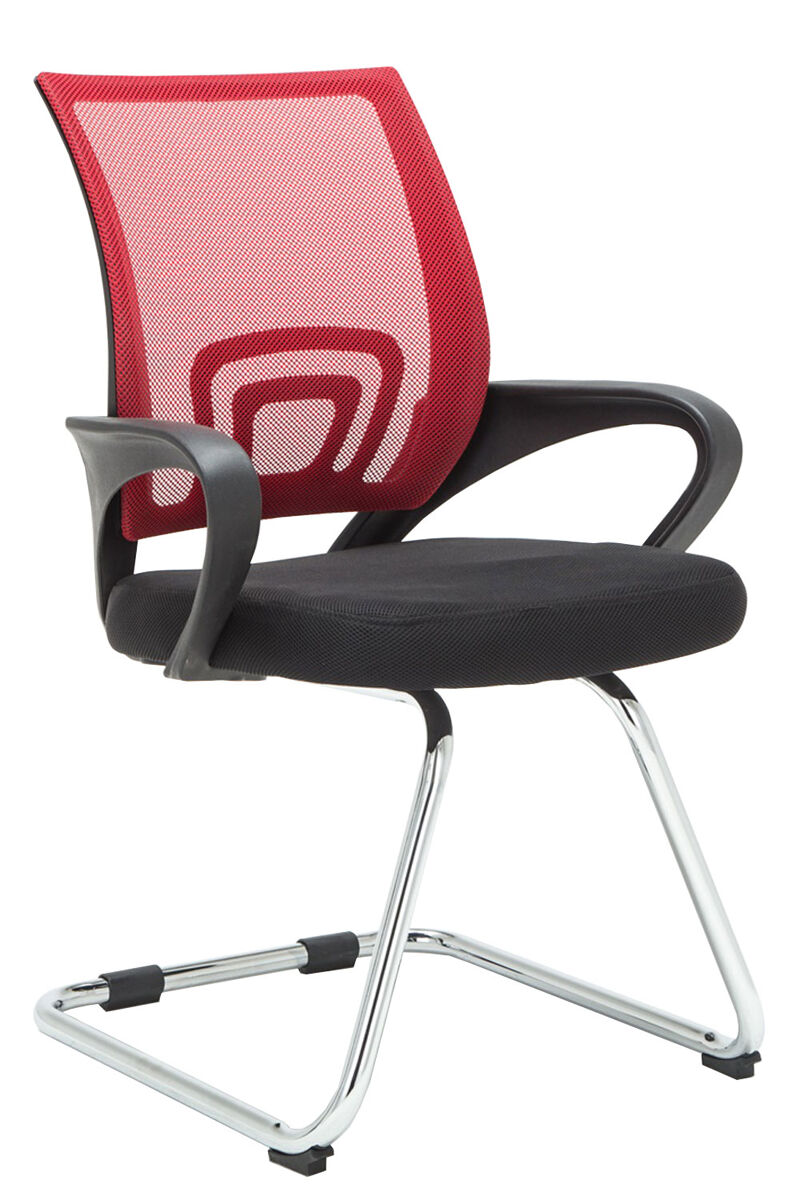 Silla estilo cantilever eureka con reposabrazos y tapizado con tejido en red color rojo