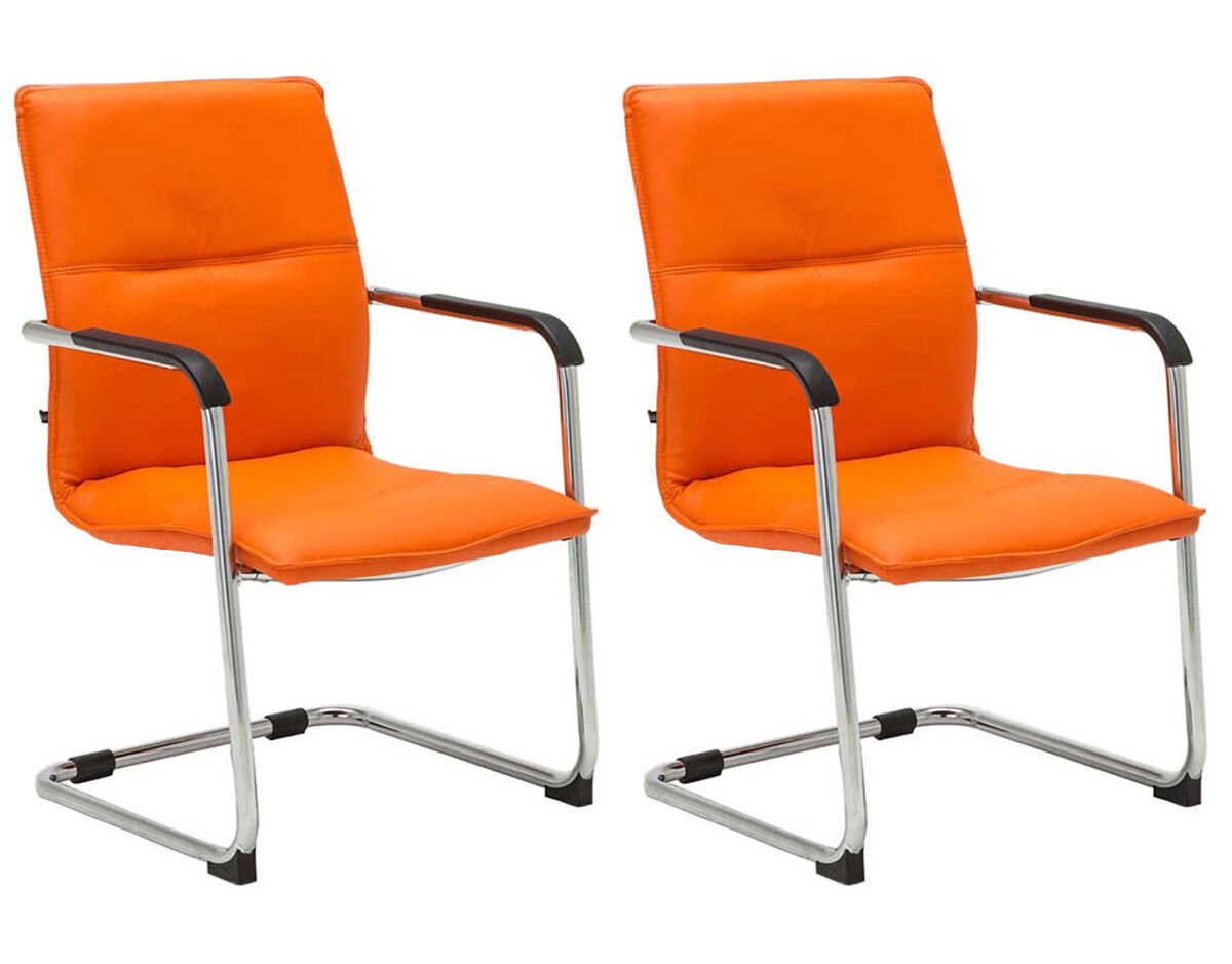 Set de 2 sillas de conferencia seattle asiento de forma ergonómica con reposabrazos y base de metal robusto color naranja