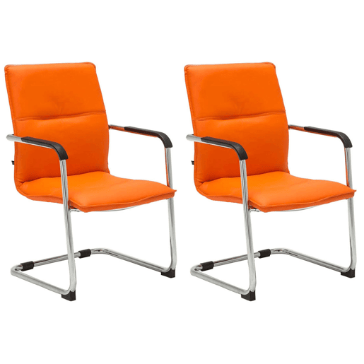 Conjunto de 2 cadeiras de conferência Assento ergonómico de Seattle com apoios para os braços e base metálica robusta Cor Laranja
