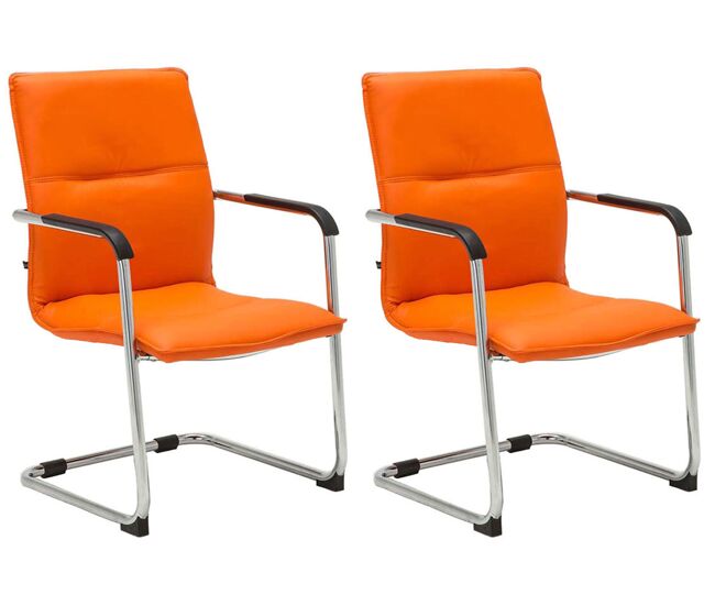 Set de 2 sillas de conferencia seattle asiento de forma ergonómica con reposabrazos y base de metal robusto color naranja