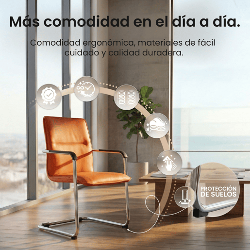 Conjunto de 2 cadeiras de conferência Assento ergonómico de Seattle com apoios para os braços e base metálica robusta Cor Laranja