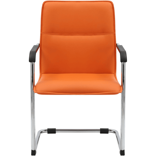 Conjunto de 2 cadeiras de conferência Assento ergonómico de Seattle com apoios para os braços e base metálica robusta Cor Laranja