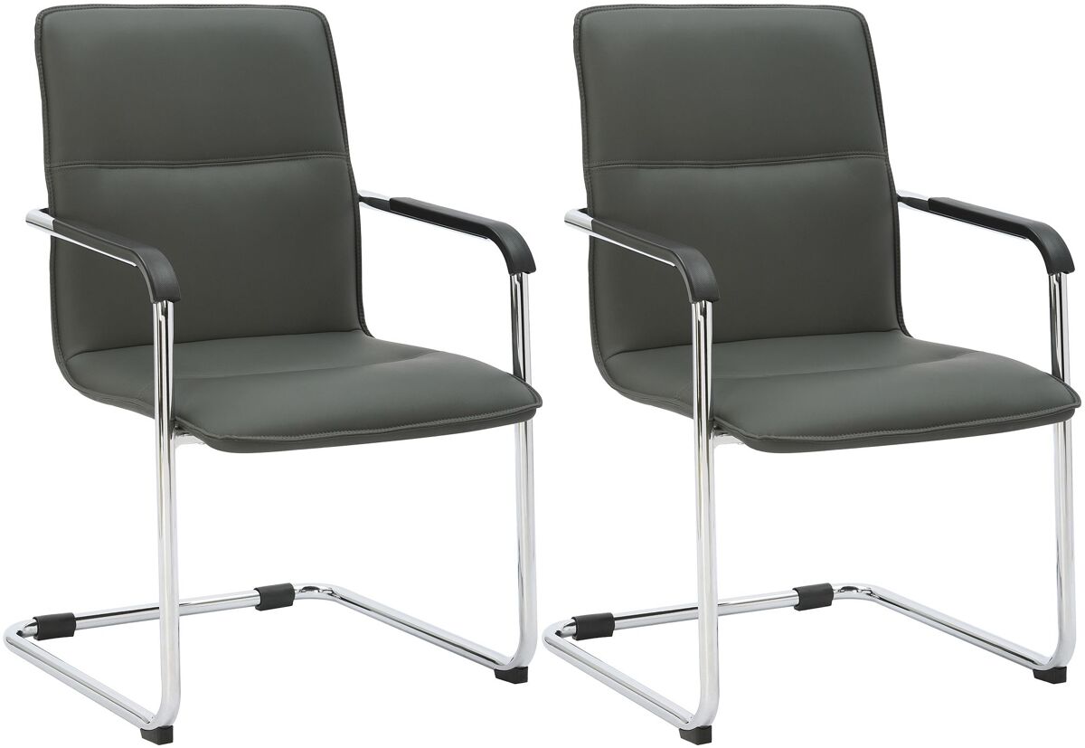 Set de 2 sillas de conferencia seattle asiento de forma ergonómica con reposabrazos y base de metal robusto color gris
