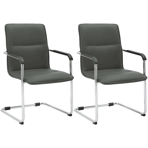 Conjunto de 2 cadeiras de conferência Assento ergonómico de Seattle com apoios para os braços e base metálica robusta Cor Cinzento