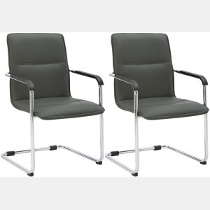 Conjunto de 2 cadeiras de conferência Assento ergonómico de Seattle com apoios para os braços e base metálica robusta Cor Cinzento