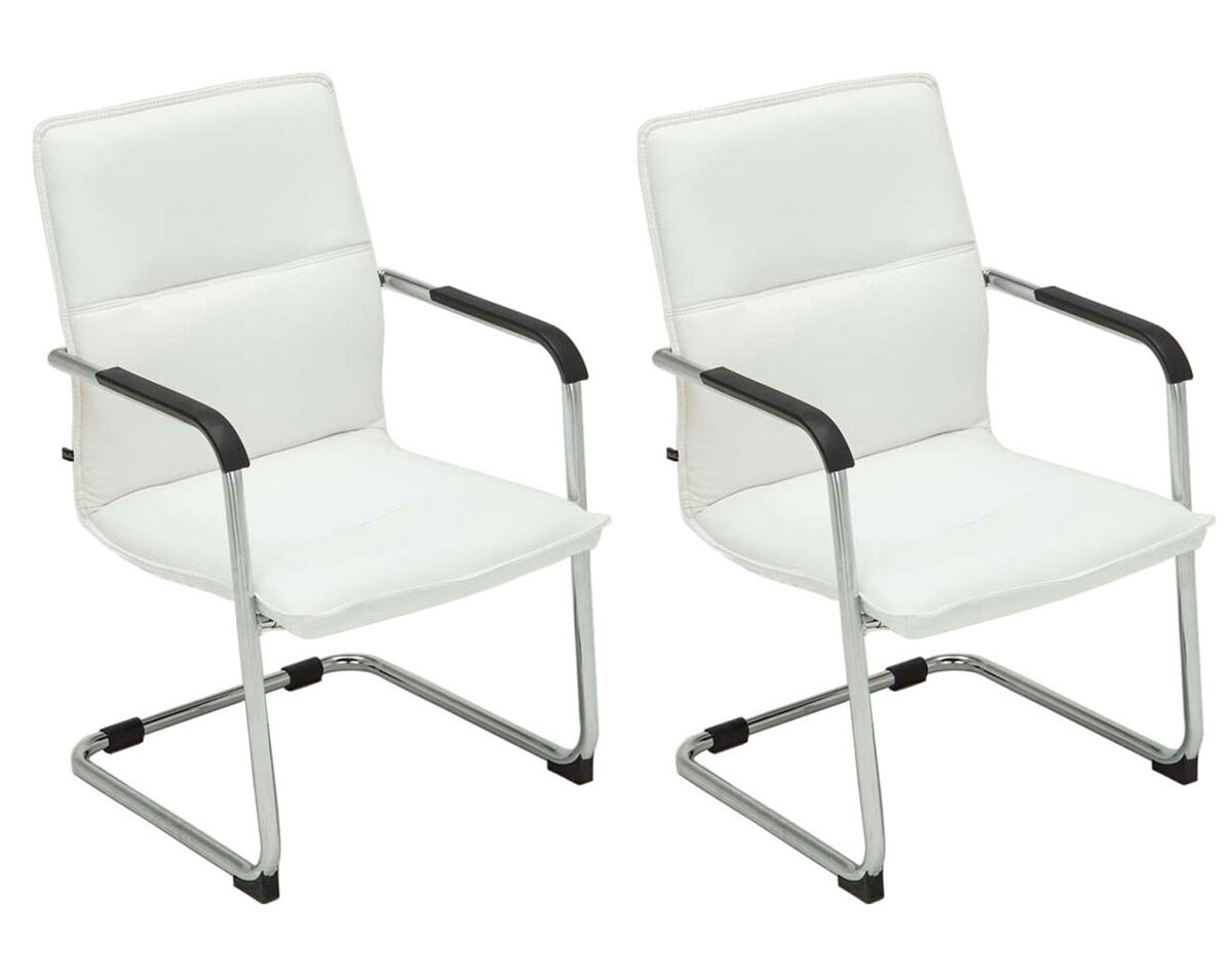 Set de 2 sillas de conferencia seattle asiento de forma ergonómica con reposabrazos y base de metal robusto color blanco