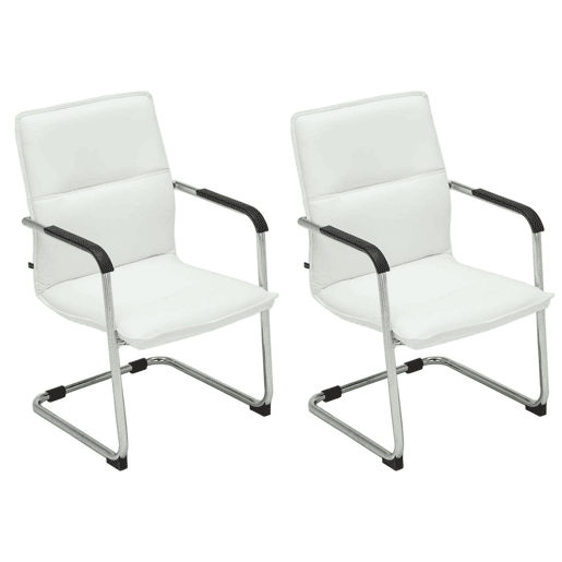Conjunto de 2 cadeiras de conferência Assento ergonómico de Seattle com apoios para os braços e base metálica robusta Cor Branco