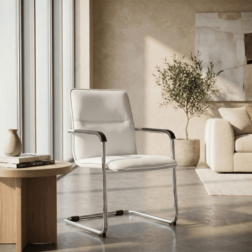 Conjunto de 2 cadeiras de conferência Assento ergonómico de Seattle com apoios para os braços e base metálica robusta Cor Branco