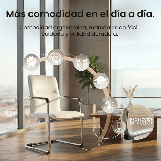 Conjunto de 2 cadeiras de conferência Assento ergonómico de Seattle com apoios para os braços e base metálica robusta Cor Branco