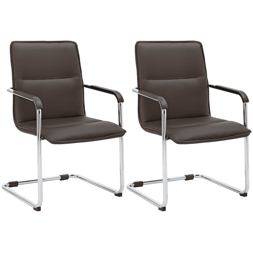 Conjunto de 2 cadeiras de conferência Assento ergonómico de Seattle com apoios para os braços e base metálica robusta Cor Castanho