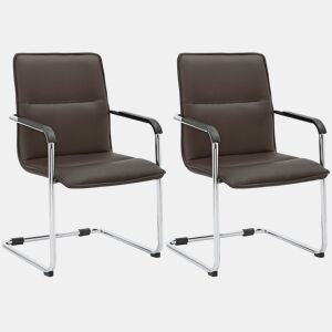 Conjunto de 2 cadeiras de conferência Assento ergonómico de Seattle com apoios para os braços e base metálica robusta Cor Castanho