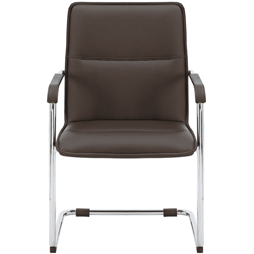 Conjunto de 2 cadeiras de conferência Assento ergonómico de Seattle com apoios para os braços e base metálica robusta Cor Castanho