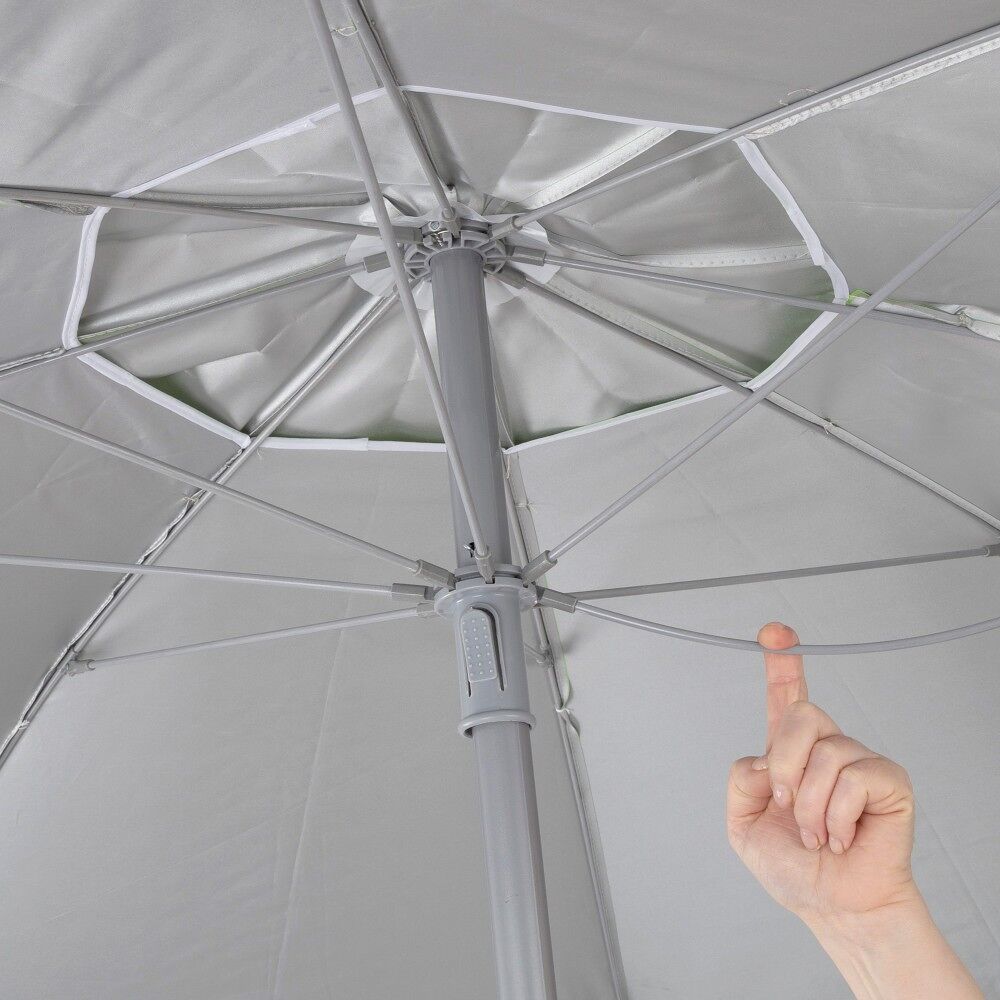 Sombrilla De Playa AKTIVE De 180 Cm – Inclinable, Con Protección UV50, 8 Varillas De Fibra De Vidrio, Mástil De Aluminio, Incluye Bolsa De Transporte (verde)