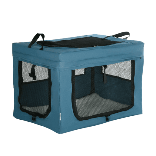 PawHut Transportadora para Cães e Gatos Bolsa Portátil e Dobrável para Animais de Estimação Transportadora com 3 Portas e Almofada Suave 60x42x42 cm Azul