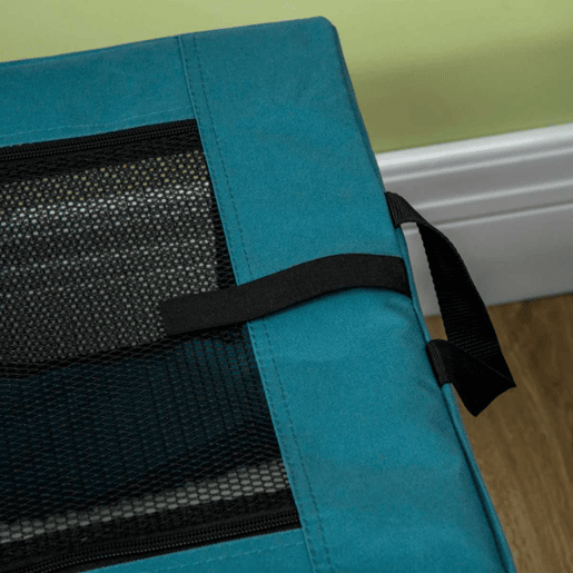 PawHut Transportadora para Cães e Gatos Bolsa Portátil e Dobrável para Animais de Estimação Transportadora com 3 Portas e Almofada Suave 60x42x42 cm Azul