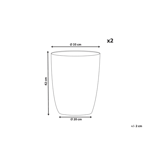 Conjunto de 2 vasos para plantas CROTON 35 cm Branco creme