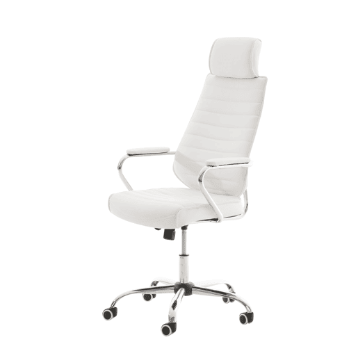 Cadeira de escritório Rako estofada em couro ecológico com assento e apoios de braços ergonómicos 60x67x117cm Cor Branco