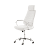 Cadeira de escritório Rako estofada em couro ecológico com assento e apoios de braços ergonómicos 60x67x117cm Cor Branco