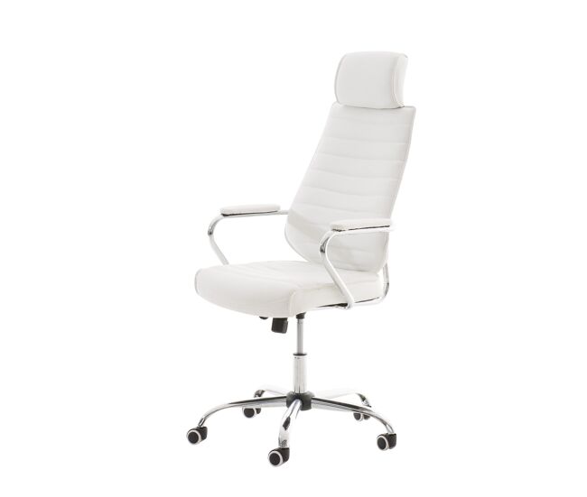 Silla de oficina rako tapizado en polipiel con asiento ergonómico y reposabrazos 60x67x117cm color blanco