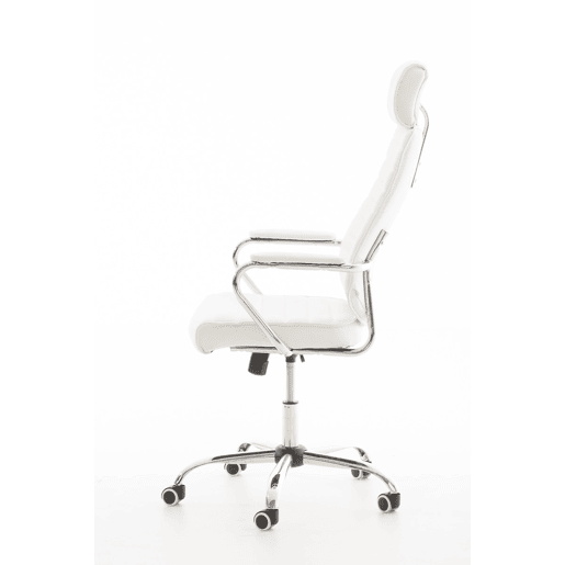 Cadeira de escritório Rako estofada em couro ecológico com assento e apoios de braços ergonómicos 60x67x117cm Cor Branco