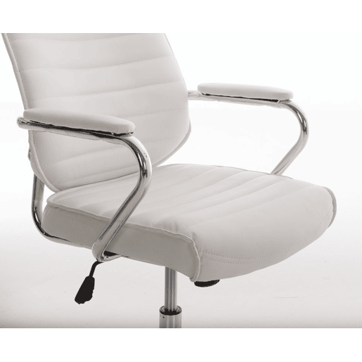 Cadeira de escritório Rako estofada em couro ecológico com assento e apoios de braços ergonómicos 60x67x117cm Cor Branco
