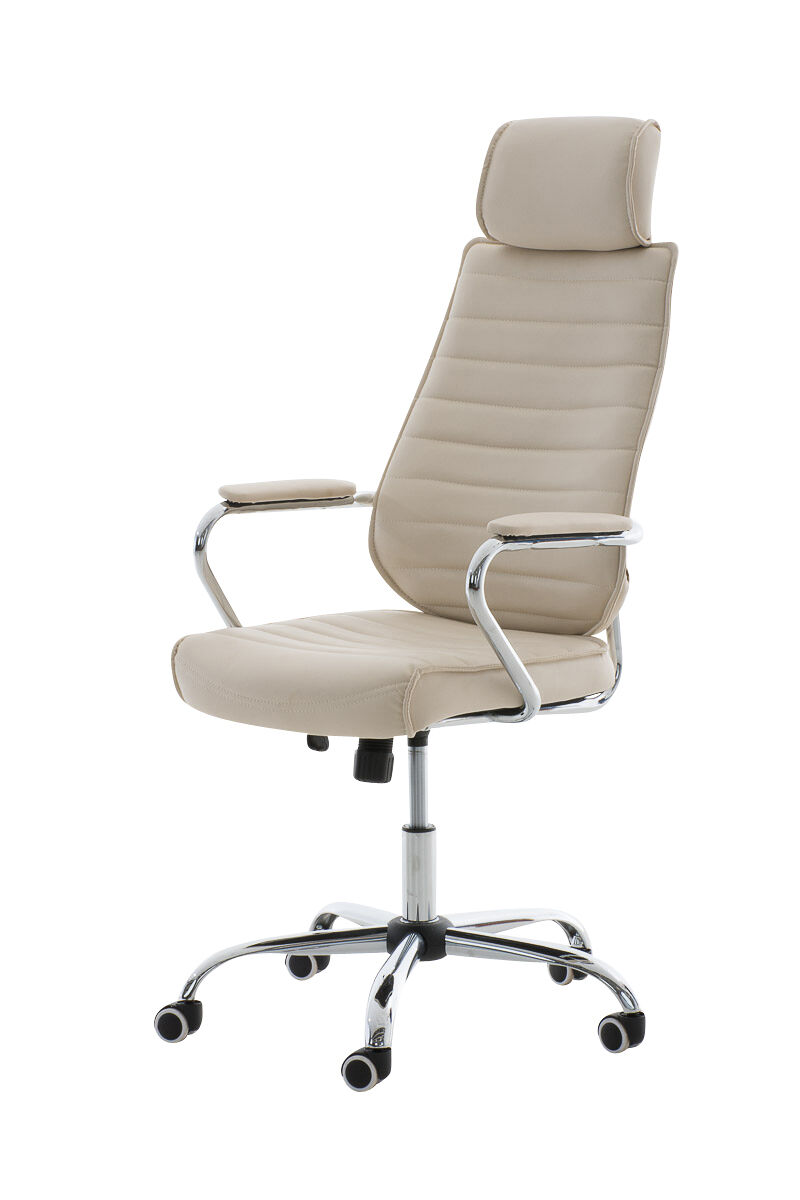 Silla de oficina rako tapizado en polipiel con asiento ergonómico y reposabrazos 60x67x117cm color crema