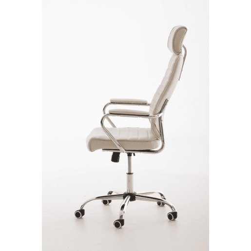 Cadeira de escritório Rako estofada em couro ecológico com assento e apoios de braços ergonómicos 60x67x117cm Cor Creme
