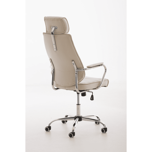 Cadeira de escritório Rako estofada em couro ecológico com assento e apoios de braços ergonómicos 60x67x117cm Cor Creme