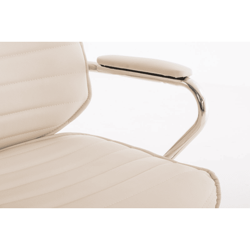 Cadeira de escritório Rako estofada em couro ecológico com assento e apoios de braços ergonómicos 60x67x117cm Cor Creme