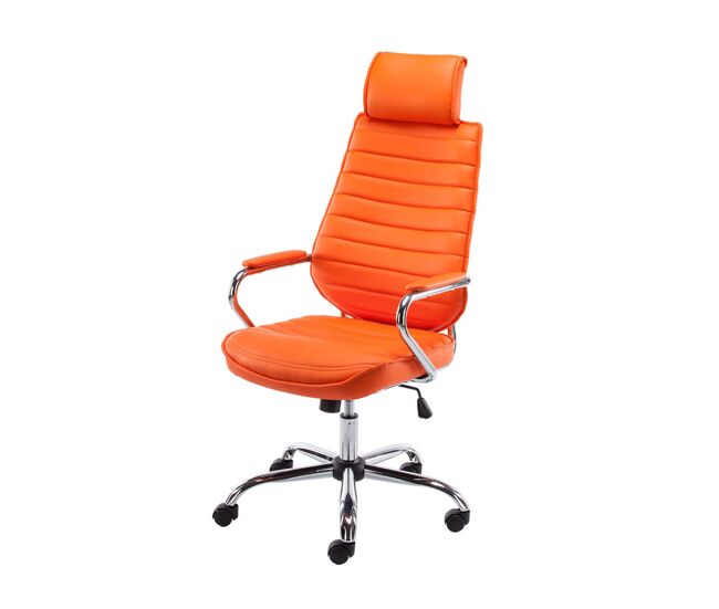 Silla de oficina rako tapizado en polipiel con asiento ergonómico y reposabrazos 60x67x117cm color naranja
