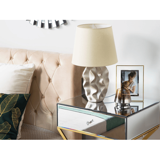 Candeeiro de mesa em cerâmica ALLIKA cremebranco dourado 46 cm