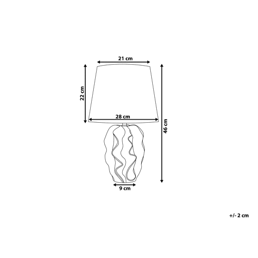 Candeeiro de mesa em cerâmica ALLIKA cremebranco dourado 46 cm